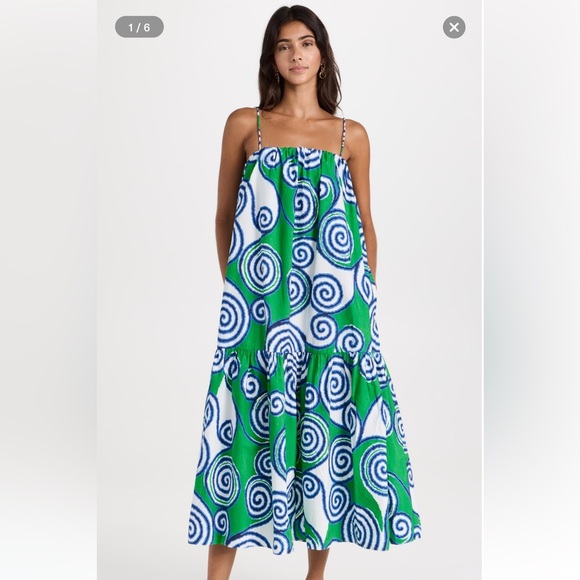 RHODE Alby Midi Dress in Lagoon Size XS/S - Picture 2 of 11